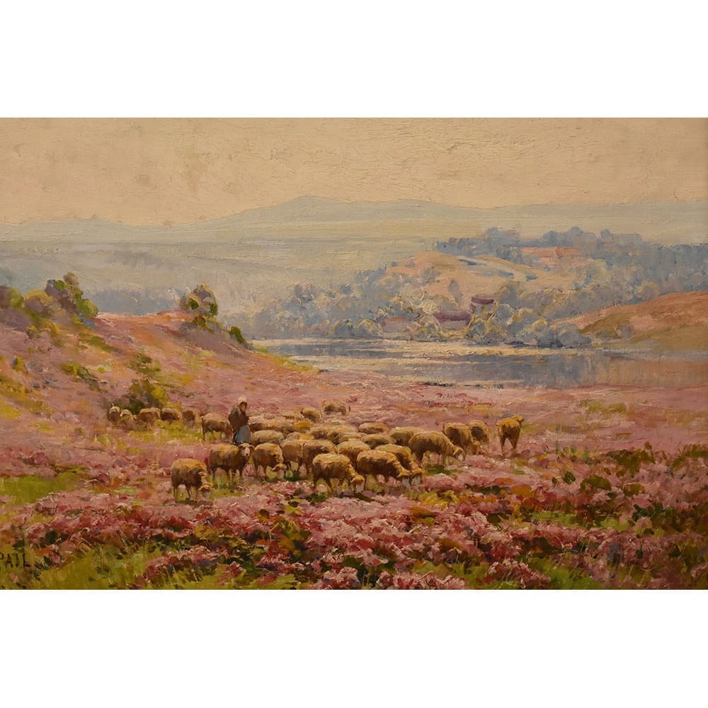 QP780 3a antique oil painting landscape natural painting XIX
